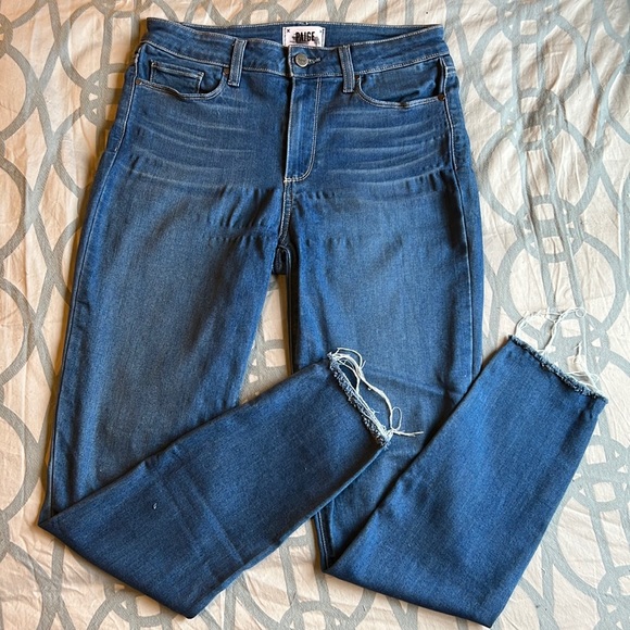 PAIGE Women’s Size 29 HOXTON ANKLE RAW HEM SKINNY JEAN - ALYESKA* High Waisted - Picture 2 of 16